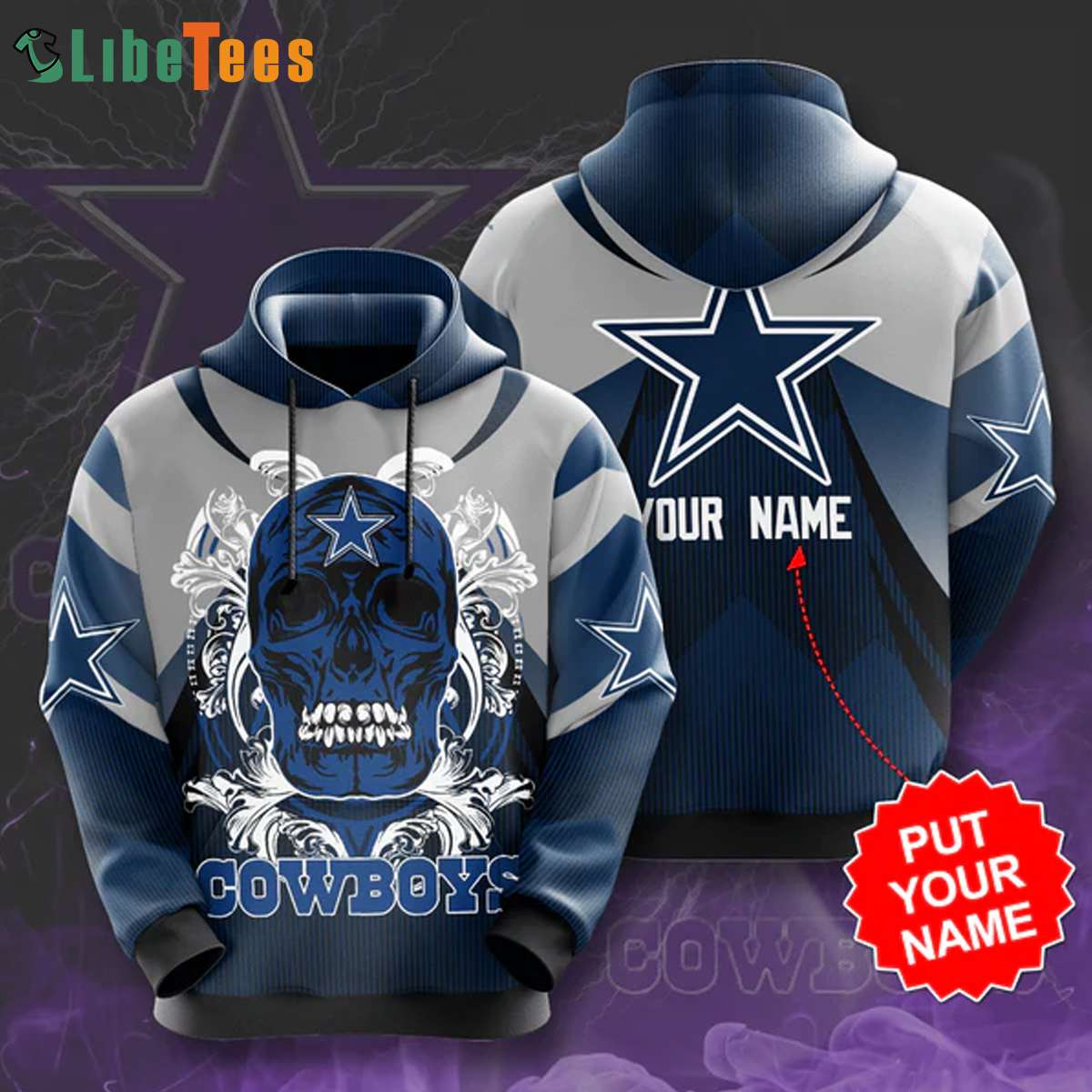 Men's Fanatics Branded Navy Dallas Cowboys Team Authentic Personalized Name  & Number Pullover Hoodie