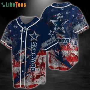 Dallas Cowboys Baseball Jersey, American Flag Pattern, Gifts For Dallas Cowboys Fans