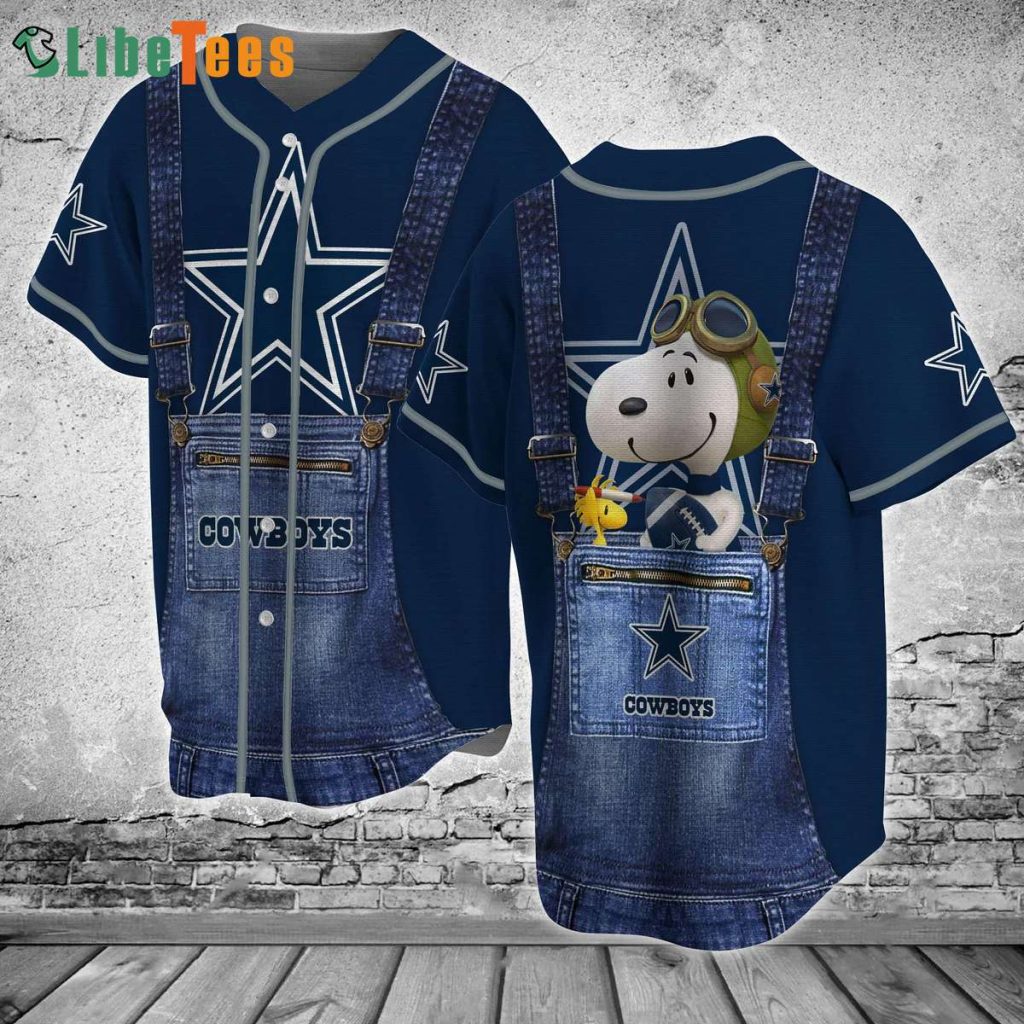Dallas Cowboys Baseball Jersey, Logo And Snoopy, Gifts For Dallas Cowboys Fans
