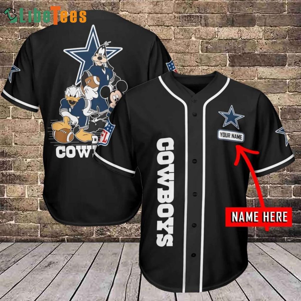 Dallas Cowboys Baseball Jersey, Personalized Mickey Mouse And Friends