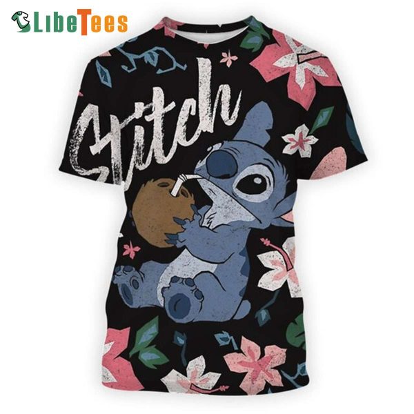 Disney Lilo And Stitch Drinking Coconut, Stitch T Shirt, Cute Disney Gifts