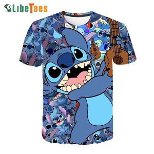 Disney Lilo And Stitch Playing Guitar, Stitch T Shirt, Disney Fannatic Gifts