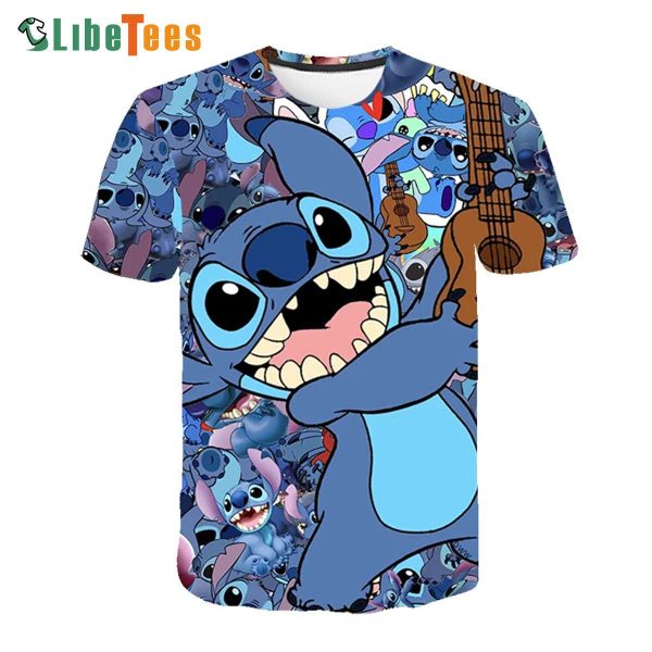Disney Lilo And Stitch Playing Guitar, Stitch T Shirt, Disney Fannatic Gifts