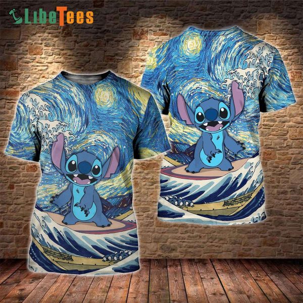 Disney Lilo And Stitch Surfing Van Gogh, Stitch T Shirt, Disney Fannatic Gifts