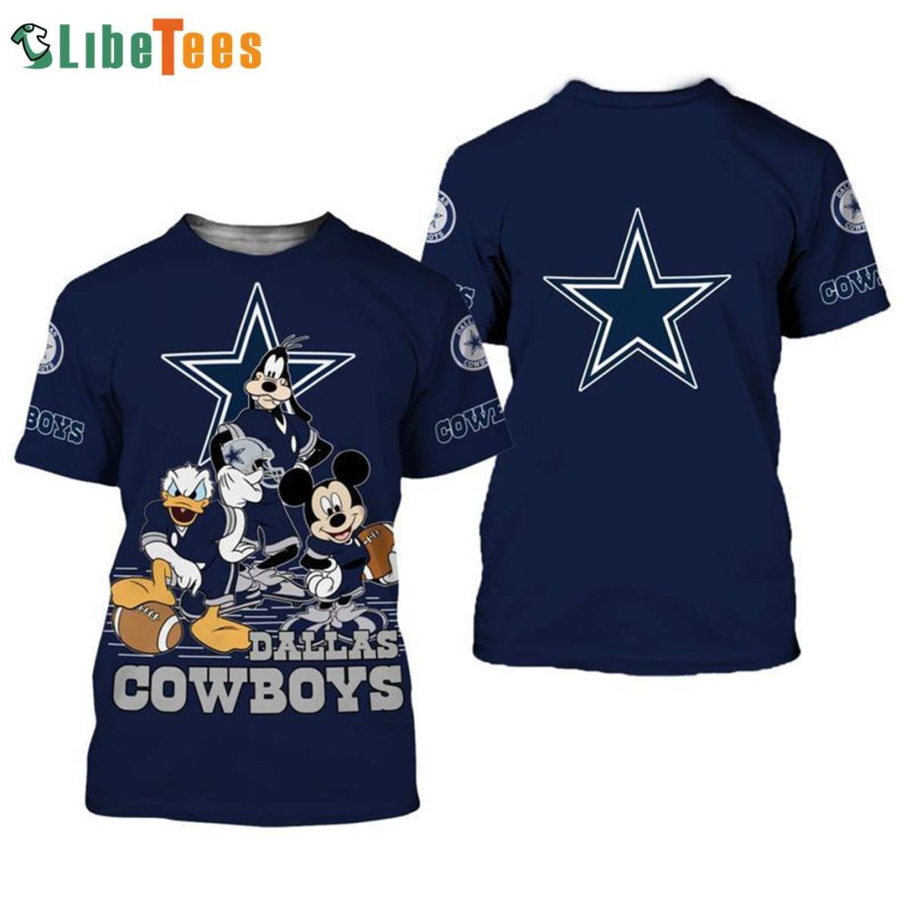 Disney Mickey Mouse And Friends And Dallas Cowboys Logo 3D T-shirt