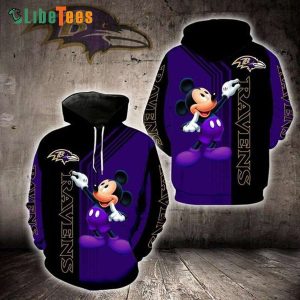Disney Mickey Mouse Baltmore Ravens, Mickey Mouse Hoodie, Gifts For Disney Lovers