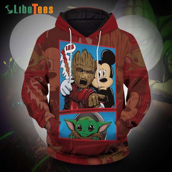 Disney Mickey Mouse Groot Yoda , Mickey Mouse Hoodie, Disney Fannatic Gifts