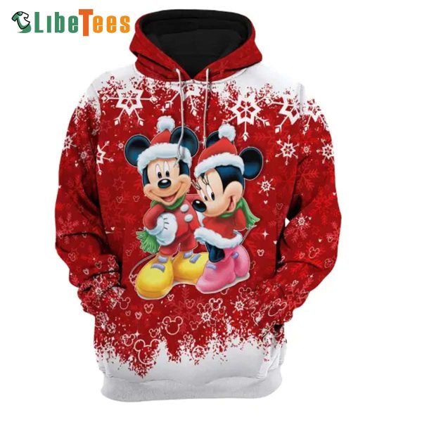 Disney Mickey Mouse Minnie Mouse Snow Red And White, Mickey Mouse Hoodie, Disney Lovers Gifts