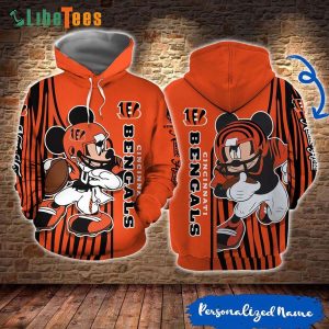 Disney Mickey Mouse Personalized Cincinnati Bengals, Mickey Mouse Hoodie, Best Disney Gifts