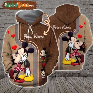 Disney Mickey Mouse Personalized Mickey And Minnie Kissing, Mickey Mouse Hoodie, Best Disney Gifts