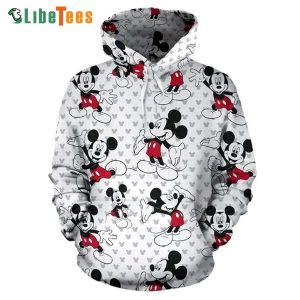 Disney Mickey Mouse Smiling With Mickey Head Pattern, Mickey Mouse Hoodie, Disney Gift Ideas