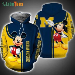 Disney Mickey Mouse With Michigan Wolverines, Mickey Mouse Hoodie, Disney Lovers Gifts