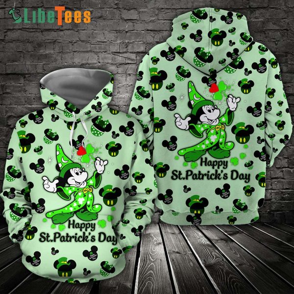Disney Mickey Mouse Wizard Monogram St Patricks Day, Mickey Mouse Hoodie, Cool Disney Gifts