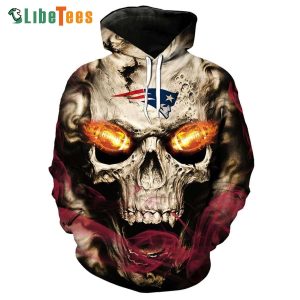 Fire In Skulls Eyes New England Patriots Hoodie, Gifts For Patriots Fans