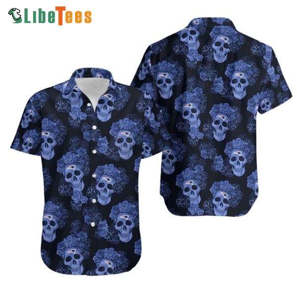 Flower Skull Patriots Hawaiian Shirt, Gifts For Patriots Fans