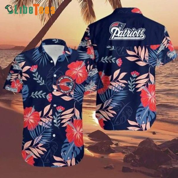 Football Floral Aloha Patriots Hawaiian Shirt, Gifts For Patriots Fans