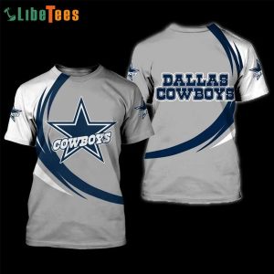 Grey And White Dallas Cowboys Logo 3D T-shirt