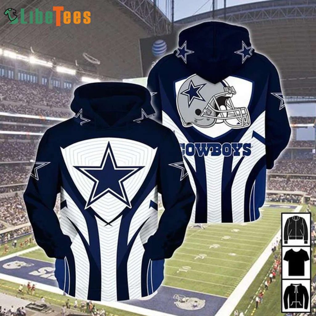 Helmet And Logo NFL Dallas Cowboys 3D Hoodie