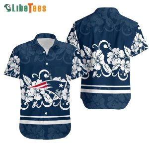 Hibiscus Flowers New England Patriots Hawaiian Shirt, Gifts For Patriots Fans