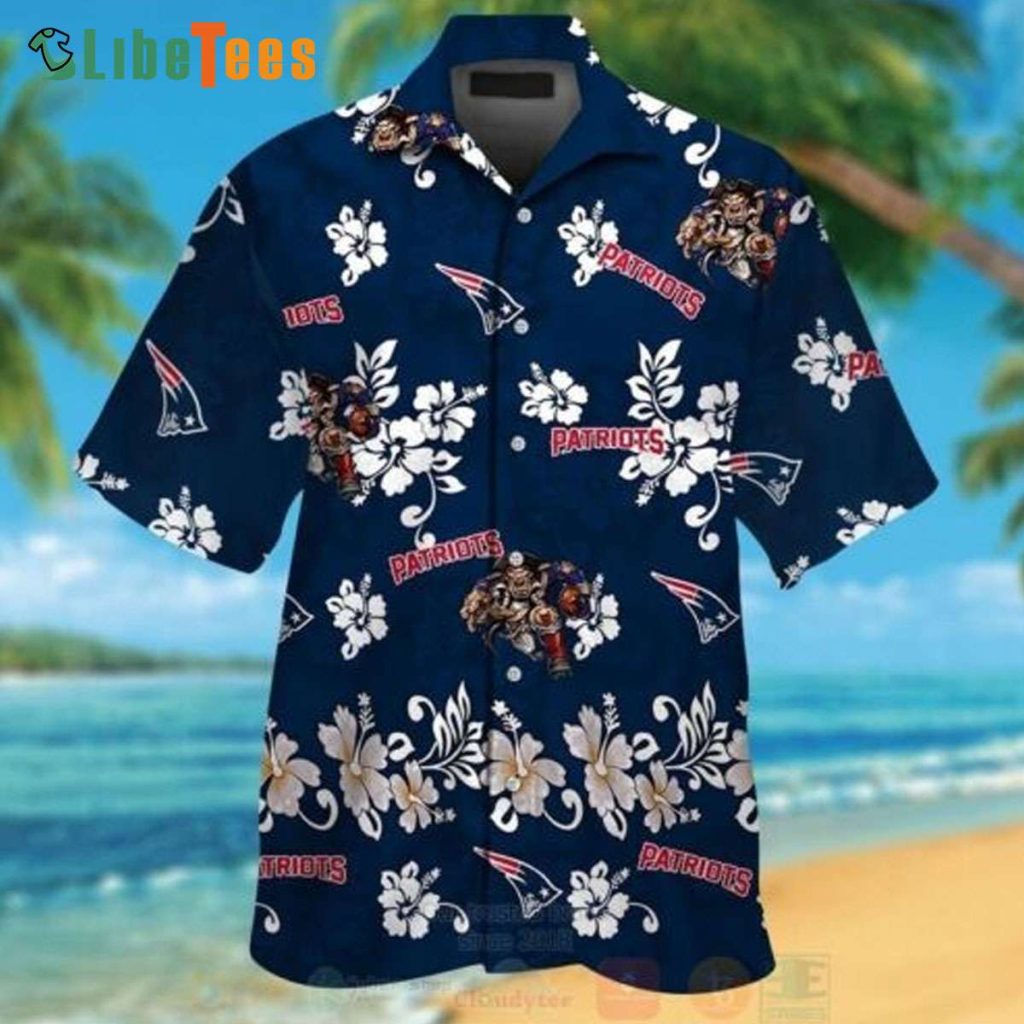 Hibiscus Football Patriots Hawaiian Shirt, Gifts For Patriots Fans