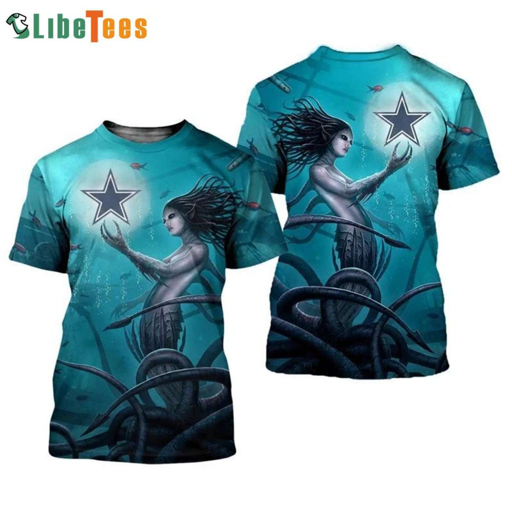Mermaid And Dallas Cowboys 3D T-shirt