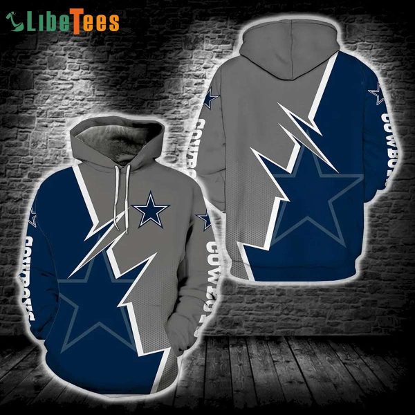 Metallic Silver And Royal Blue Dallas Cowboys 3D Hoodie