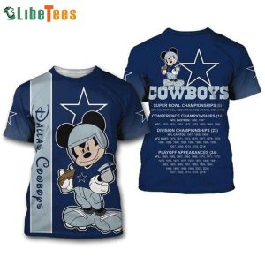 Mickey Mouse In Dallas Cowboys Uniform 3D T-shirt