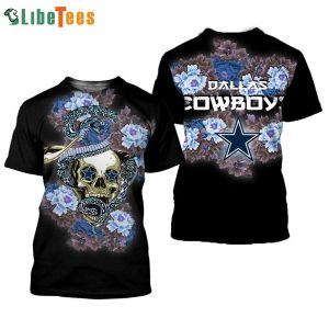 NFL Dallas Cowboys Skull And Flower 3D T-shirt