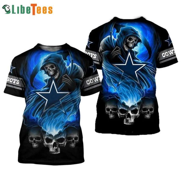 NFL Dallas Cowboys Skull Devil Skeleton 3D T-shirt