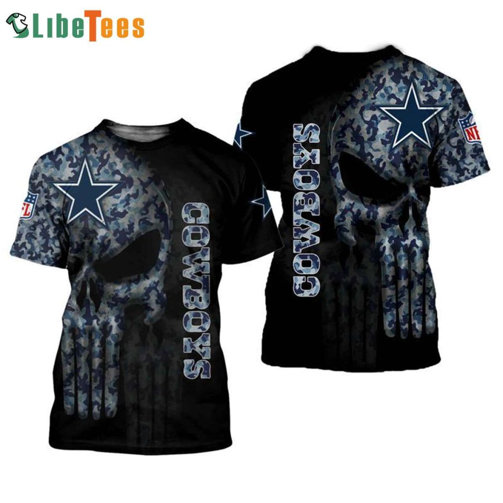 NFL Dallas Cowboys Team Skull 3D T-shirt
