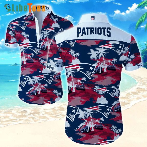 NFL New England Patriots Hawaiian Shirt Coconut Trees And Car