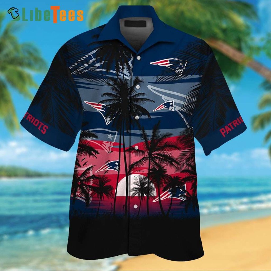 NFL New England Patriots Hawaiian Shirt Palm Tree With Sunset