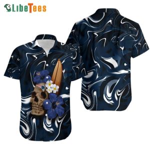 NFL New England Patriots Hawaiian Shirt Skull and Hibiscus Flower