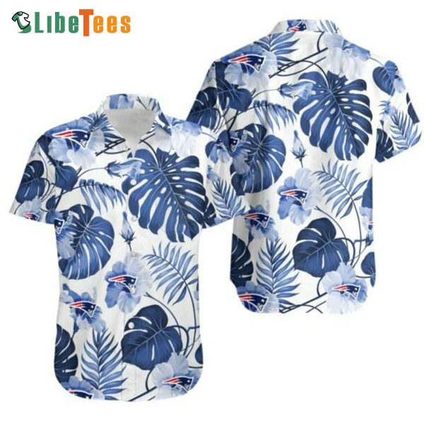 NFL New England Patriots Hawaiian Shirt White And Blue Tropical