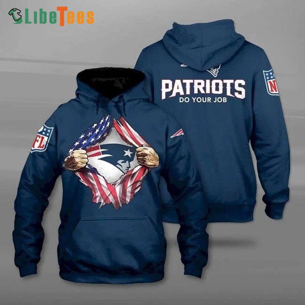 Navy American Flag New England Patriots Hoodie, Patriots Gift