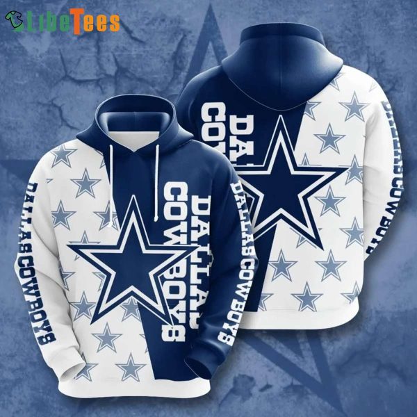 Navy Blue And White Dallas Cowboys 3D Hoodie