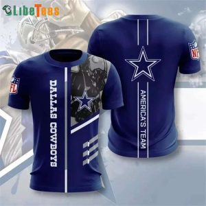 Navy Blue And White NFL Dallas Cowboys Logo 3D T-shirt