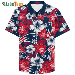 Navy Blue Custom Name Patriots Hawaiian Shirt, Patriots Gift