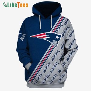 Navy Blue Grey New England Patriots Hoodie, Patriots Gift