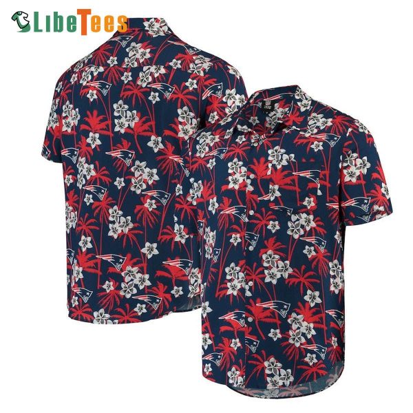 Navy Floral Woven Patriots Hawaiian Shirt, Patriots Gift