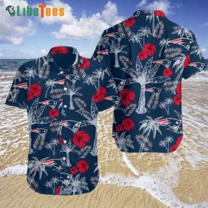 Palm Tree And Red Flower Patriots Hawaiian Shirt, Patriots Gift