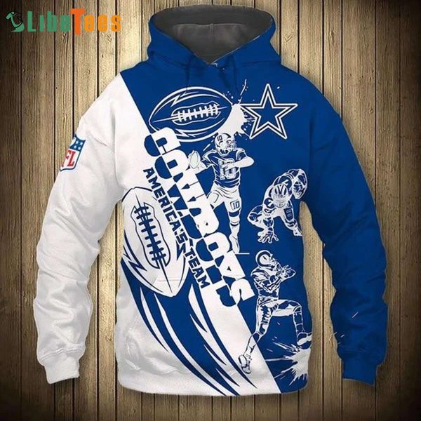 Royal Blue And White Dallas Cowboys 3D Hoodie