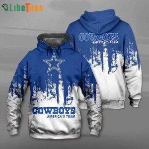 Royal Blue And White Dallas Cowboys Logo 3D Hoodie