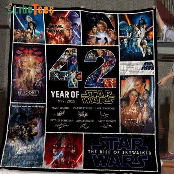 Star Wars 42nd Anniversary 1997-2019 Signatures Quilt Blanket, Gifts For Star Wars Fans