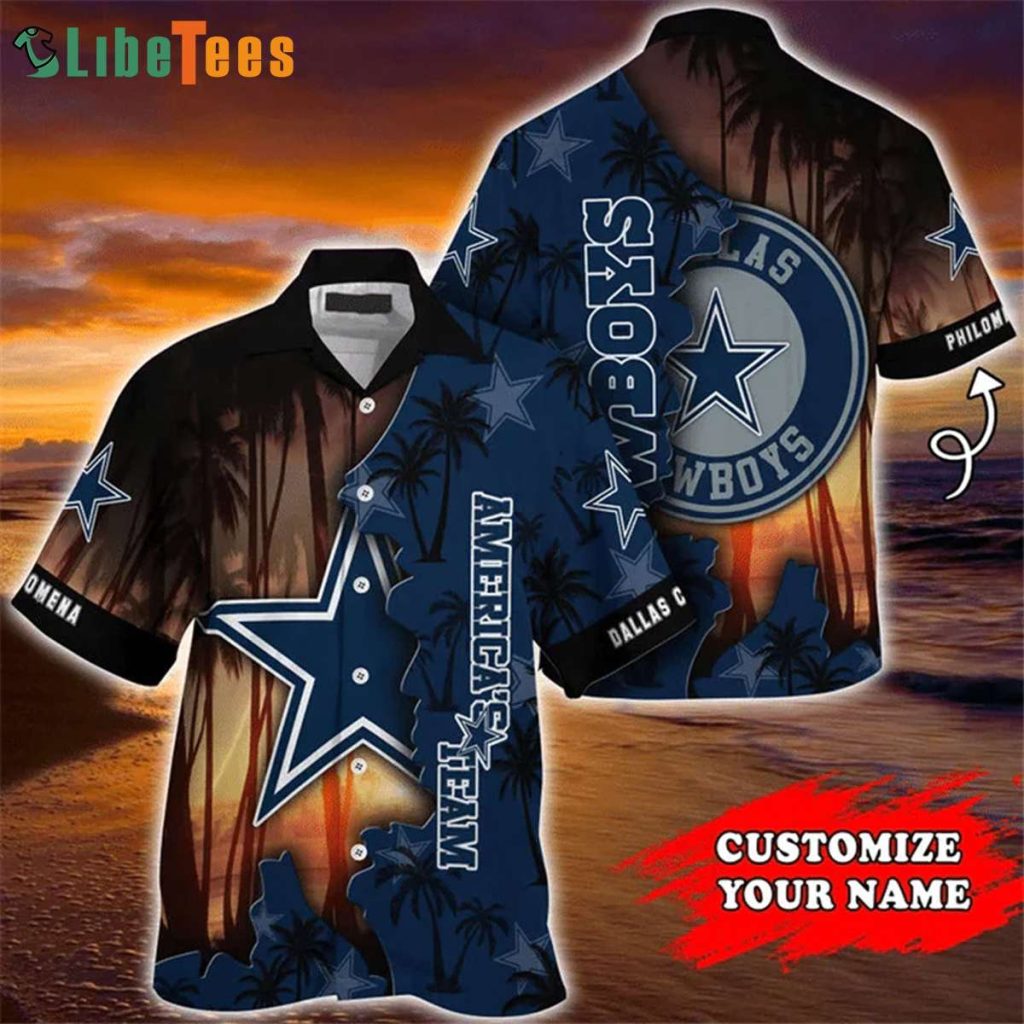 Sunset And Dallas Cowboys Logo Hawaiian Shirt