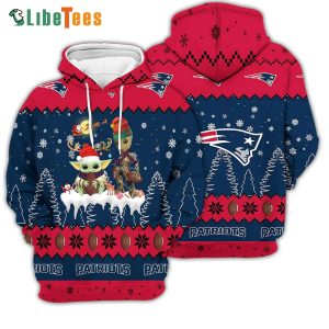 Tis The Season Christmas Yoda Groot Patriots Hoodie, Gifts For Patriots Fans