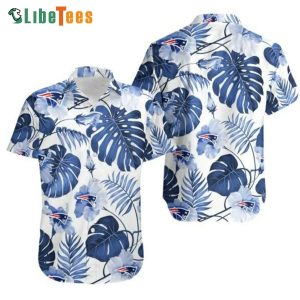 White And Blue Tropical New England Patriots Hawaiian Shirt, Patriots Gift