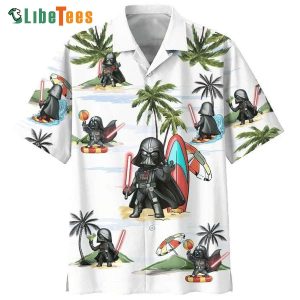 White Darth Vader Lightsaber Star Wars Hawaiian Shirt, Unique Star Wars Gifts