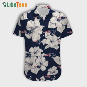 White Hibiscus Flower Patriots Hawaiian Shirt, Gifts For Patriots Fans
