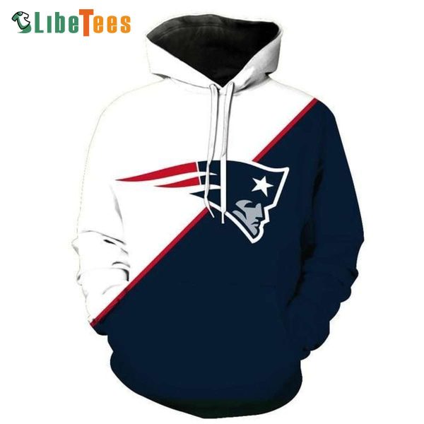 White Navy Blue Logo Patriots Hoodie, Gifts For Patriots Fans